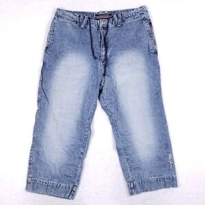 Phat‎ Farm Vintage Mens 38x25 Blue Denim Capri Pants Y2K Streetwear PPT41528